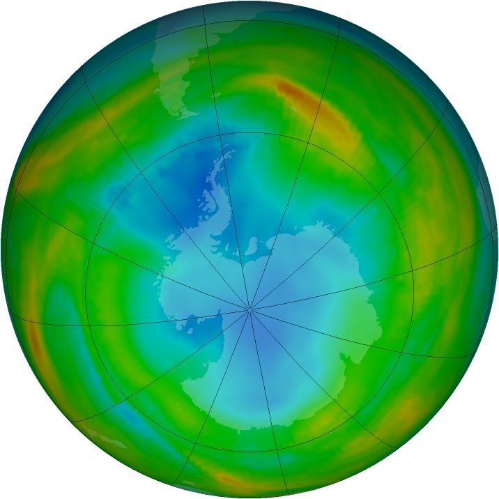 Antarctic ozone map for 18 July 1984